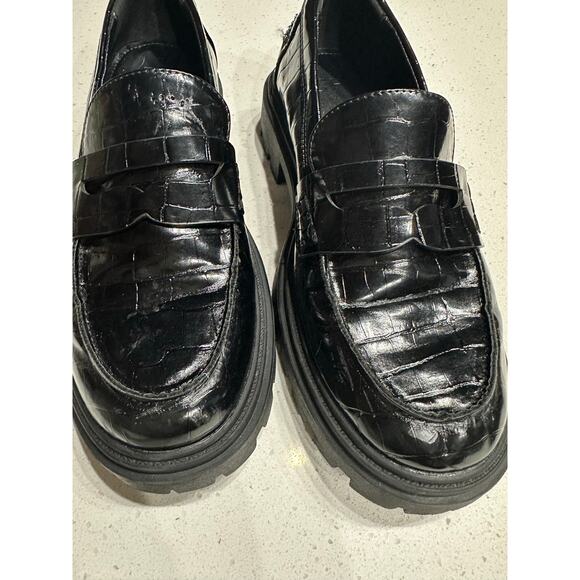 Just Fab Women’s Loafers Collette Paton Black 8 Chunky Alligator Grunge Goth - Picture 11 of 11